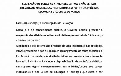 Comunicado Ensino Profissional INETE -13.03.2020